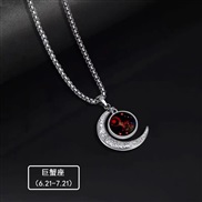 (Cancer) Twelve Constellations Necklace Fashion Male Hip Hop Accessories Simple Constellation Necklace