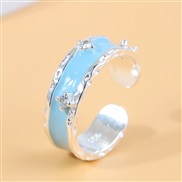 J3203 bronze fashion sweetOL concise blue flash diamond opening woman ring