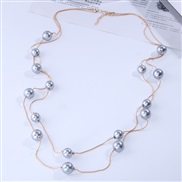 fashion concise Double layer Pearl temperament woman long necklace/ sweater chain