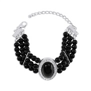 ( White K+ Black )samll wind elegant wealth temperament elegant bracelet  imitate Pearl Rhinestone resin beads wind