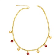 ( red)occidental style diamond star love necklace wind personality clavicle chain high all-Purposenkb