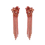 ( red)occidental style exaggerating earrings woman diamond tassel long style claw chain fashion temperament earring mul
