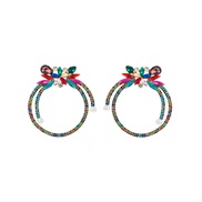 ( Color)occidental style fashion exaggerating silver earrings woman diamond Pearl circle temperament high earrings Earri