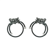 ( Gun black)occidental style fashion exaggerating silver earrings woman diamond Pearl circle temperament high earrings 