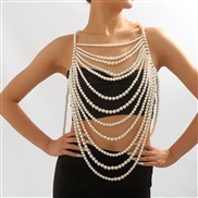 ( white)occidental style exaggerating geometry Pearl chain  personality retro creative wind Irregular