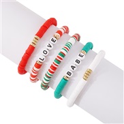 (LOVE BABE)Bohemia beads color fashion  christmas Word resin elasticity ethnic style bracelet