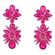 ( rose Red)earrings occidental style exaggerating fashion multilayer Alloy diamond flowers earrings woman fully-jewelle
