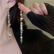 ( Silver)occidental style sequin long style tassel earrings fashion personality high leaves star Earring woman
