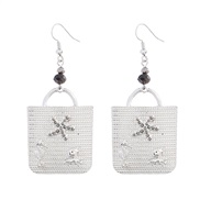 ( Silver)fashion briefins wind Alloy diamond bag bag occidental style earrings woman retro Earring