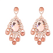 ( Rose Gold)occidental style exaggerating multilayer drop Alloy diamond earring Round glass diamond flowers earrings wo
