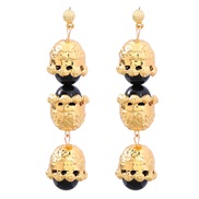 ( Gold)fashion retro multilayer Alloy resin flowers earring occidental style exaggerating earrings woman elegant temper