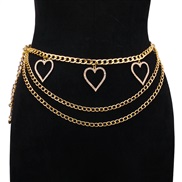 ( Gold Set in drillpeach heart  )occidental style fashion  creative diamond Peach heart pendant chain personality geome