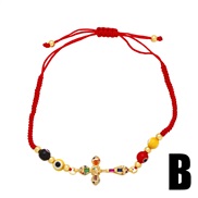 (B)occidental style personality mosaic color zircon cross Life tree bracelet  rope love bracelet womanbrk