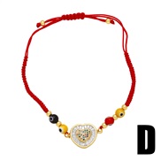 (D)occidental style personality mosaic color zircon cross Life tree bracelet  rope love bracelet womanbrk