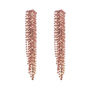 ( rose Red)occidental style fashion exaggerating Alloy diamond long style tassel earrings woman trend super fully-jewel