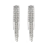 ( silvery )occidental style fashion exaggerating Alloy diamond long style tassel earrings woman trend super fully-jewel