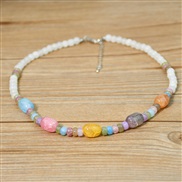 (N26 5 Y 1)occidental style ethnic style flower crystal beads necklace woman samll color chain