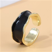 J1462 bronze fashion sweetOL concise black wave opening woman ring