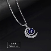 (Gemini) Twelve Constellation Necklace Fashion Man Hehaha Accessories Simple Constellation Necklace