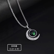 (Aries) Twelve Constellations Necklace Fashion Man Hehaha Accessories Simple Constellation Necklace