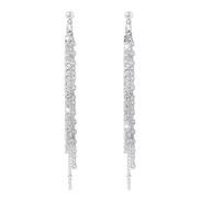 ( White K)E exaggerating long style earrings  Rhinestone chain tassel personality Earring temperament elegant earring