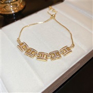 ( Bracelet  Gold) gold zircon Word bracelet high fashion temperament all-Purpose