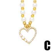 (C)occidental style fashion Pearl chain love pendant necklace woman all-Purpose woman temperament heart-shaped clavicl