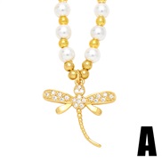 (A)ins wind Pearl necklace woman temperament all-Purpose brief chain samll butterfly pendant clavicle chainnkb