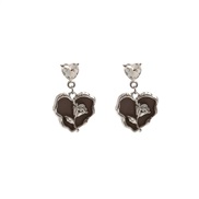 (E3 58 5)silver brief rose heart-shaped ear stud sweet temperament earrings Earring
