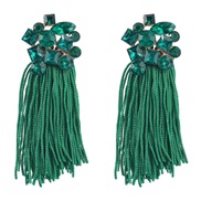 ( green)Autumn and Winter occidental style Alloy diamond flowers tassel earrings woman Bohemia ethnic style super Earri