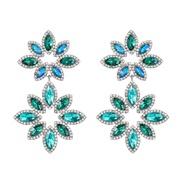 ( green)earrings fashion colorful diamond Alloy diamond multilayer leaf Rhinestone flowers occidental style exaggeratin