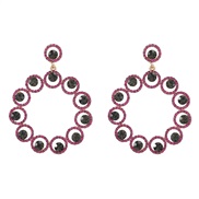 ( rose Red)earrings occidental style exaggerating multilayer Round Alloy diamond geometry earring fully-jewelled earrin