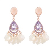 (purple)occidental style trend drop Alloy diamond resin flowers tassel earring occidental style earrings woman Bohemia 
