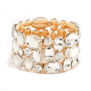( Golden white )creative style embed geometry crystal glass Colorful Rhinestone elasticity bangle occidental style exag