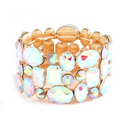( Golden color)creative style embed geometry crystal glass Colorful Rhinestone elasticity bangle occidental style exagg