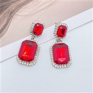 (red )occidental style fashion occidental style exaggerating multilayer square Alloy diamond glass diamond geometry ear