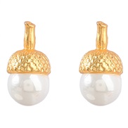 ( Gold)ins wind fashion personality creative Alloy embed Pearl earrings woman Korean style ear stud