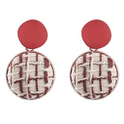 ( red)ins wind Alloy Round weave grid earrings woman occidental style retro Earringearrings