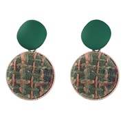 ( green)ins wind Alloy Round weave grid earrings woman occidental style retro Earringearrings