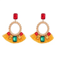 ( yellow)trend Alloy diamond sector tassel earrings woman occidental style retro Bohemia ethnic style super Earring