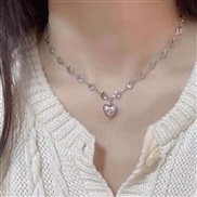 (559 2 1)ins wind love diamond necklace samll high fine clavicle chain woman