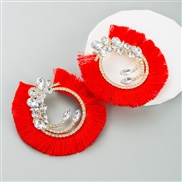 (red +White Diamond )occidental style tassel earrings diamond glass diamond exaggerating temperament earring trend fa