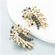 ( Brown)occidental style fashion ear stud colorful diamond series Alloy embed colorful diamond glass diamond flowers ea