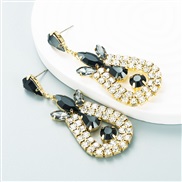 ( black) fashion trend geometry earringins wind Alloy embed color Rhinestone personality exaggerating earrings