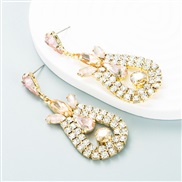 ( Pink) fashion trend geometry earringins wind Alloy embed color Rhinestone personality exaggerating earrings