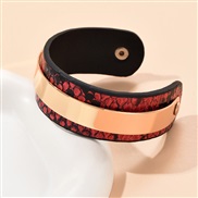 ( red)occidental style brief exaggeratingPU serpentine opening bangle woman ins creative trend Metal geometry