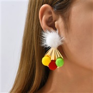 ( Color)ins trend creative geometry multicolor earrings woman  exaggerating samll Autumn and Winter earring