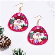 ( rose Red)trend geometry transparent Acrylic print christmas earrings ins creative exaggerating day earring