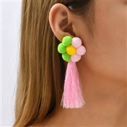( Color)Bohemia long style Autumn and Winter flowers earrings woman  creative trend geometry tassel earring