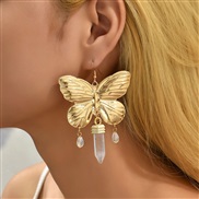 ( Gold)occidental style creative trend geometry Acrylic butterfly earrings woman ins brief exaggerating Metal earring
